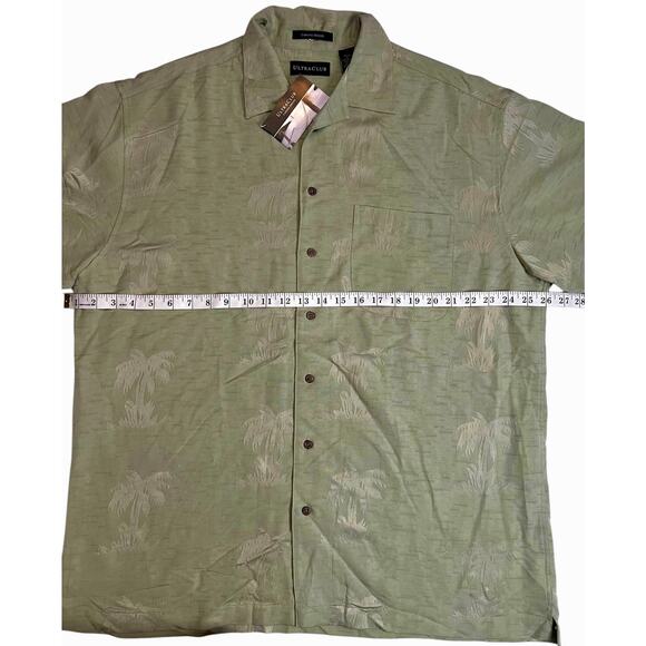 New UltraClub Cabana Breeze Men’s Large Olive Green Palm Tree Hawaiian Shirt - Picture 12 of 15